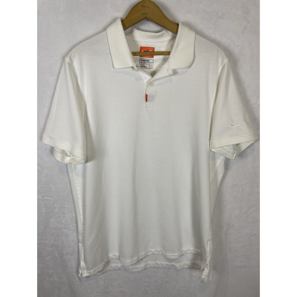 Nike Dri Fit Men's Polo Size L Sports Sport's Athleisure Golf‎ White Vacation